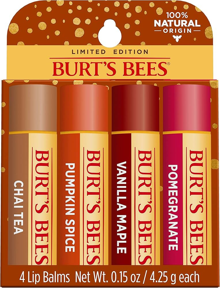 Burts Bees 100% Natural Moisturizing Lip Balm, Winter Variety Pack, Chai Tea, Pumpkin Spice, Vani... | Amazon (US)