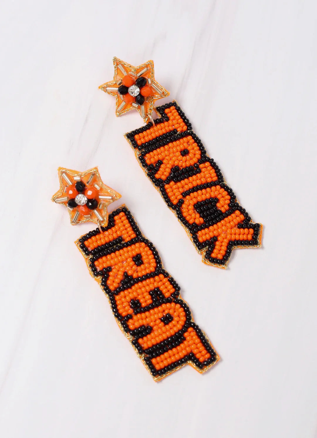 Trick or Treat Beaded Orange Drop Earring | Caroline Hill