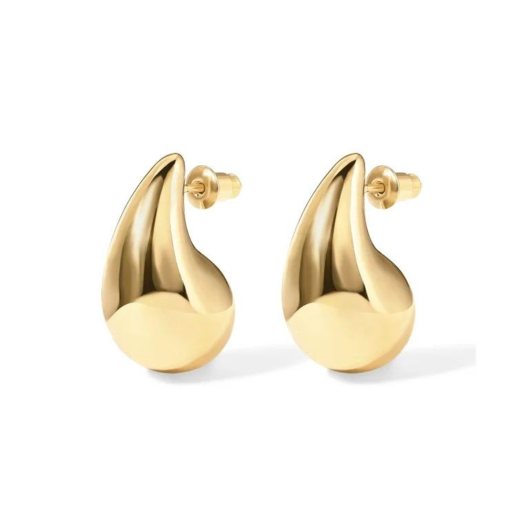 PAVOI 14K Gold Plated 925 Sterling Silver Post Teardrop Chunky Hoop Earrings | Lightweight Drop Y... | Walmart (US)