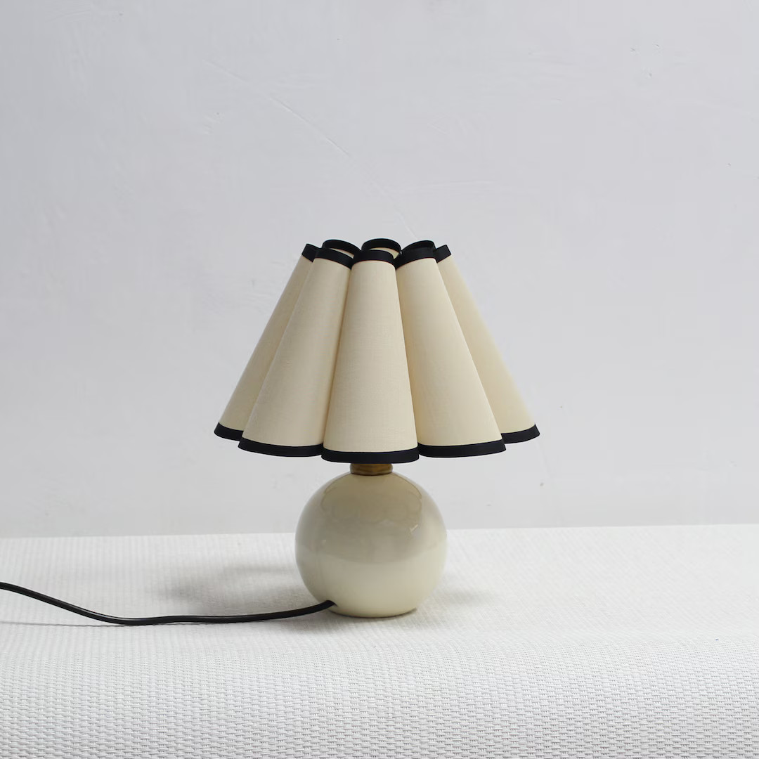 Duzy handmade khaki fabric and acrylic skirt shape ceramic cute mini table lamp for home furnishi... | Etsy (US)