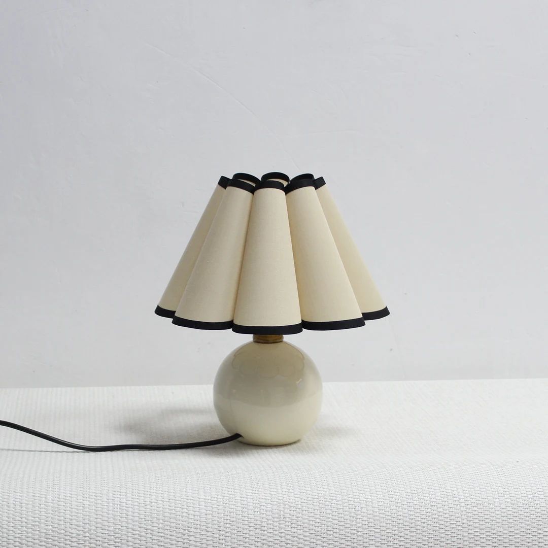 Duzy Handmade Khaki Fabric and Acrylic Skirt Shape Ceramic Cute Mini Table Lamp for Home Furnishi... | Etsy (US)