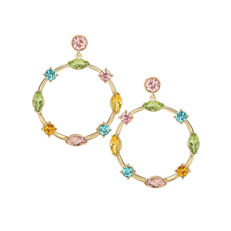 Jessica Simpson Multi Color Stone Circle Earring | Walmart (US)