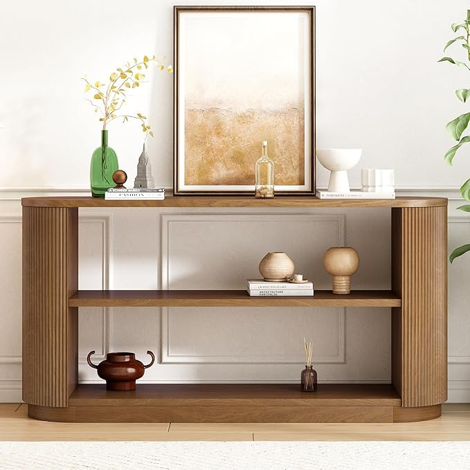 Christopher Knight Home Mirod Narrow Wooden Couch Tables, Sofa Table with 3-Tier Open Shelves, En... | Amazon (US)