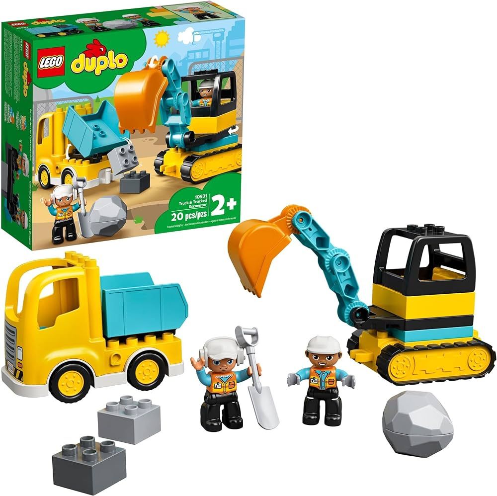 LEGO DUPLO Town Truck & Tracked Excavator Construction Vehicle 10931 Toy for Toddlers 2-4 Years O... | Amazon (US)
