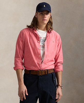 Men's Classic-Fit Indigo Chambray Shirt | Macy's