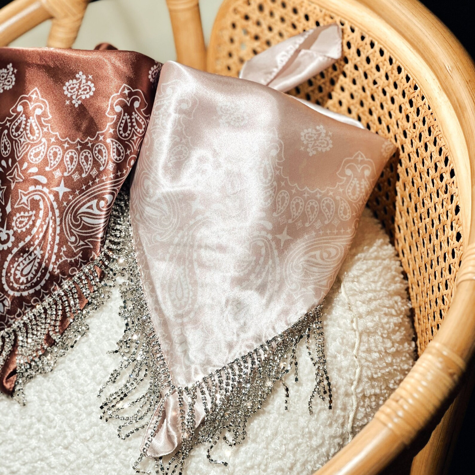 Silk Rhinestone Fringe Bandana for Bridal Party Gift Ideas for Nashville Bachelorette Party Disco... | Etsy (US)