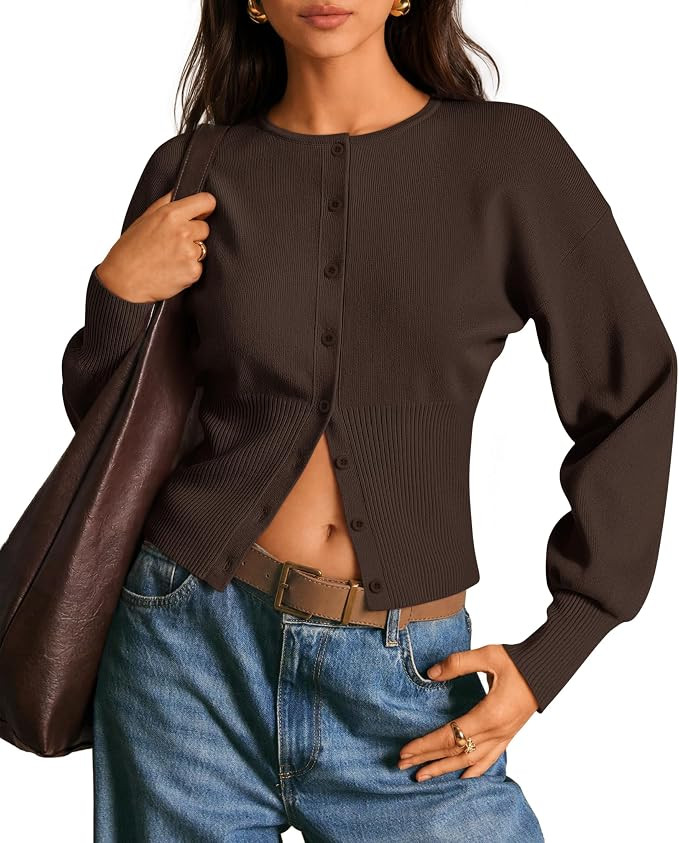 ZESICA Womens Long Sleeve Fitted Waist Knit Cardigan Sweaters | Amazon (US)