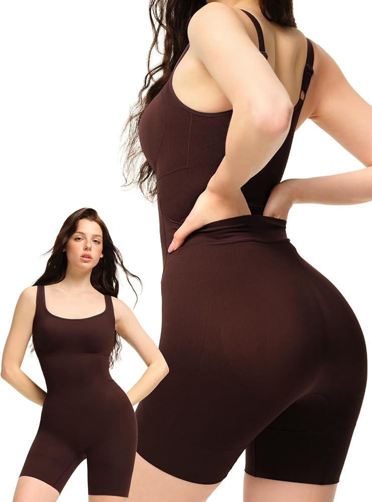Bathroom-Friendly Seamless Shapewear Bodysuit Women Tummy Control Body Shaper with Adjustable Str... | Amazon (US)