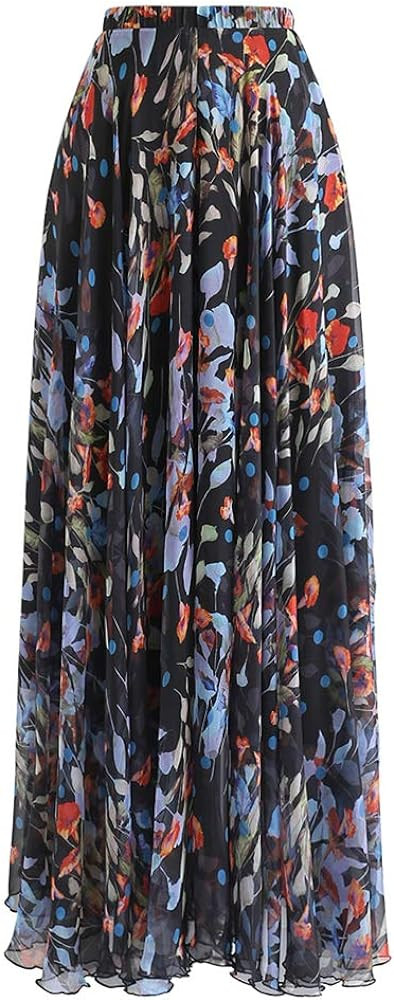 CHICWISH Women's Floral Watercolor Flower Maxi Floral Chiffon Slip Skirt | Amazon (US)
