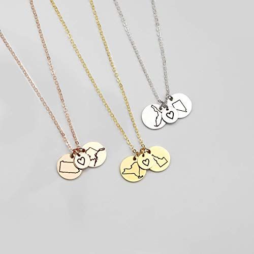Best Friend Gifts Long Distance Friendship Jewelry State Necklace Charm Necklaces Custom Necklace... | Amazon (US)