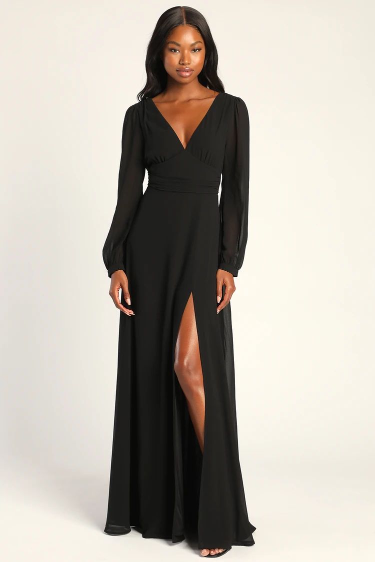 Love You So Black Long Sleeve Maxi Dress | Lulus (US)