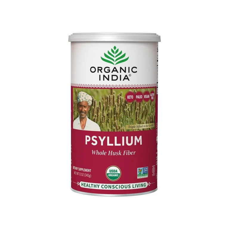 Organic India Psyllium, Whole Husk 100% Certified Organic Fiber, Natural Dietary Fiber 12 oz | Walmart (US)