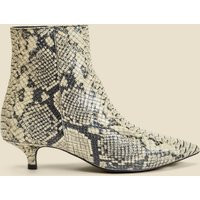 Sosandar Women's Leather Kitten Heel Pointed Ankle Boots - 5 - Beige Mix, Beige Mix | Marks & Spencer (UK)