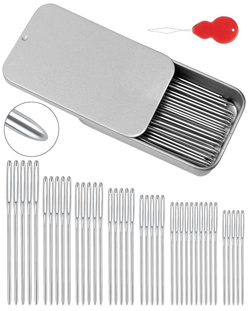 FIVEIZERO 80/40 PCS Large-Eye Blunt Needles,8 Sizes Stainless Steel Yarn Knitting Needles,Sewing ... | Amazon (US)