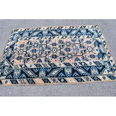 Vintage Bohemian Turkish Rug in Soft Beige - Ideal for Bedrooms and Indoor Spaces Blue/Beige | Wayfair North America