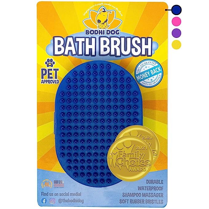 Amazon.com: Bodhi Dog New Grooming Pet Shampoo Brush | Soothing Massage Rubber Bristles Curry Com... | Amazon (US)
