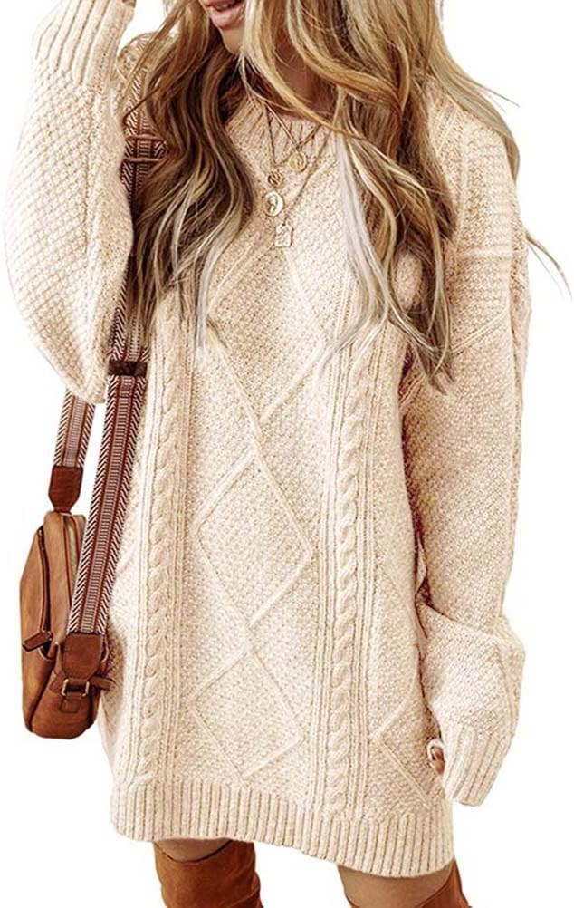 Kinghua Sweater Dress for Women Fall Winter Cable Knit Cute Short Dresses | Amazon (US)
