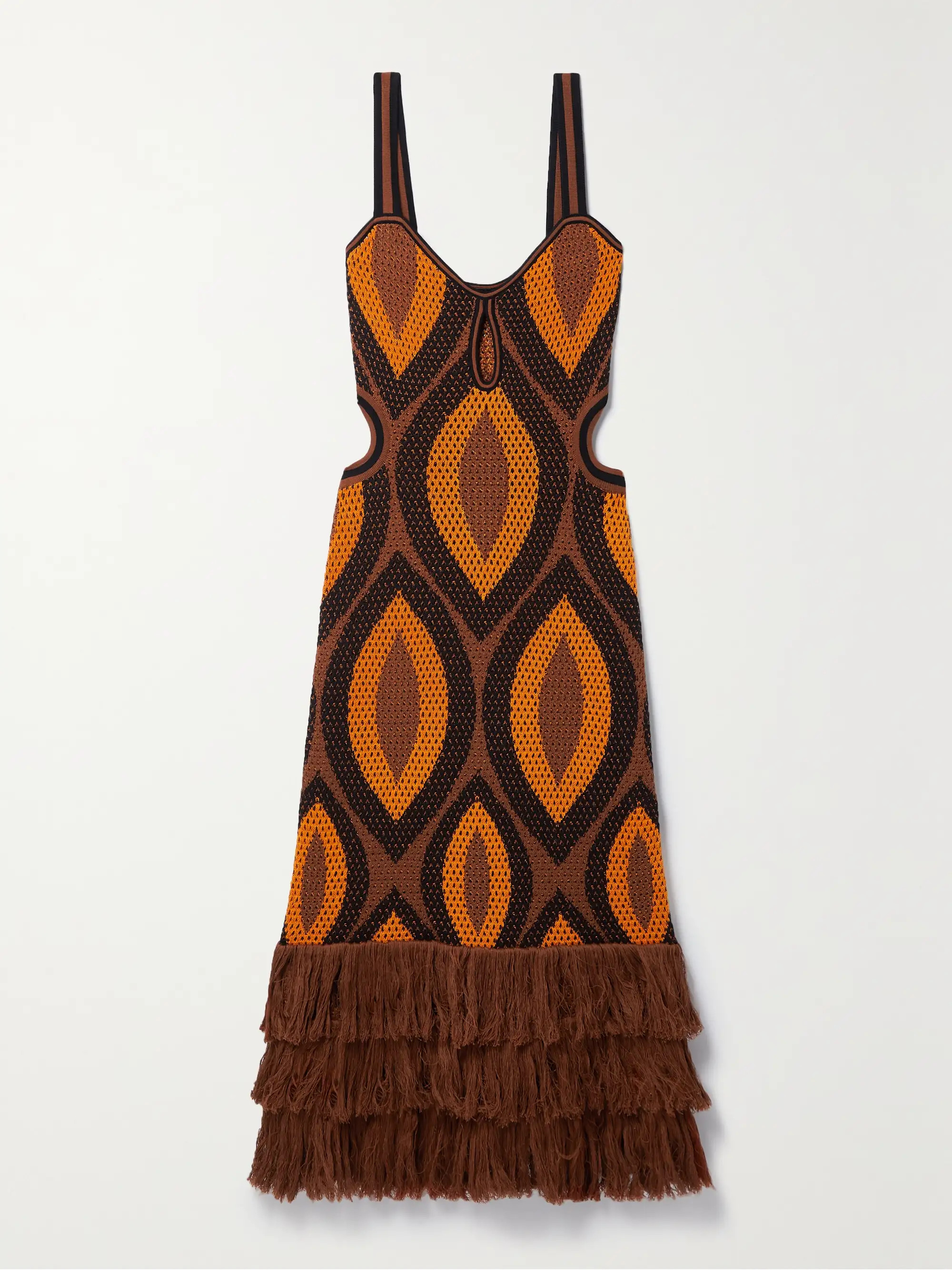 JOHANNA ORTIZ Cultural Roots cutout fringed crocheted Pima cotton maxi dress | NET-A-PORTER | NET-A-PORTER (US)