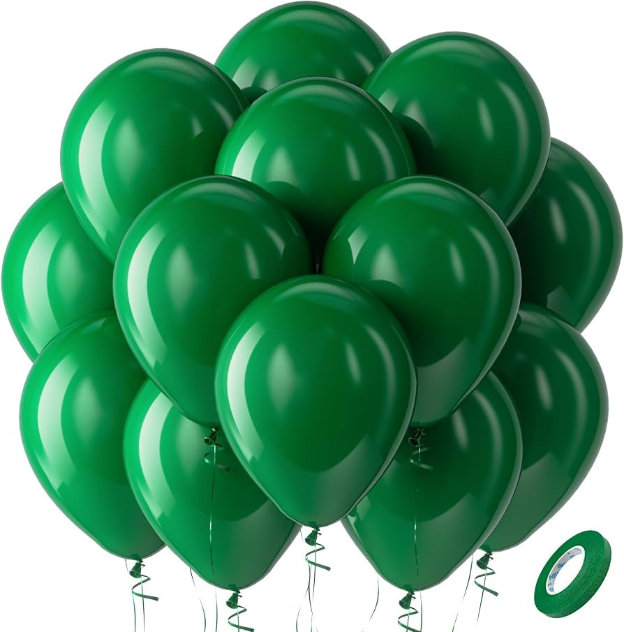 Bezente Green Balloons Latex Party Balloons - 100 Pack 12 inch Round Helium Balloons for St. Patr... | Amazon (US)