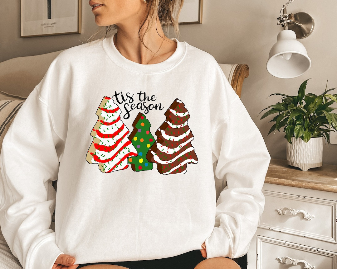Christmas Sweatshirt for Women, Christmas Tis the Season Sweatshirt, Christmas Cake Tree Shirt, C... | Etsy (US)