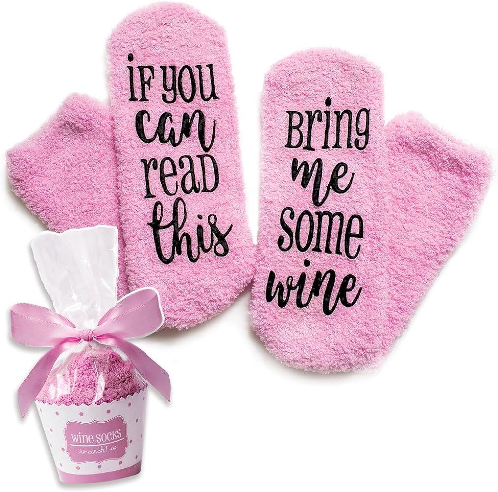 cinch! Luxury Fuzzy Wine Socks in Cupcake Gift Packaging | Valentines Day Gifts for Her | Socks f... | Amazon (US)