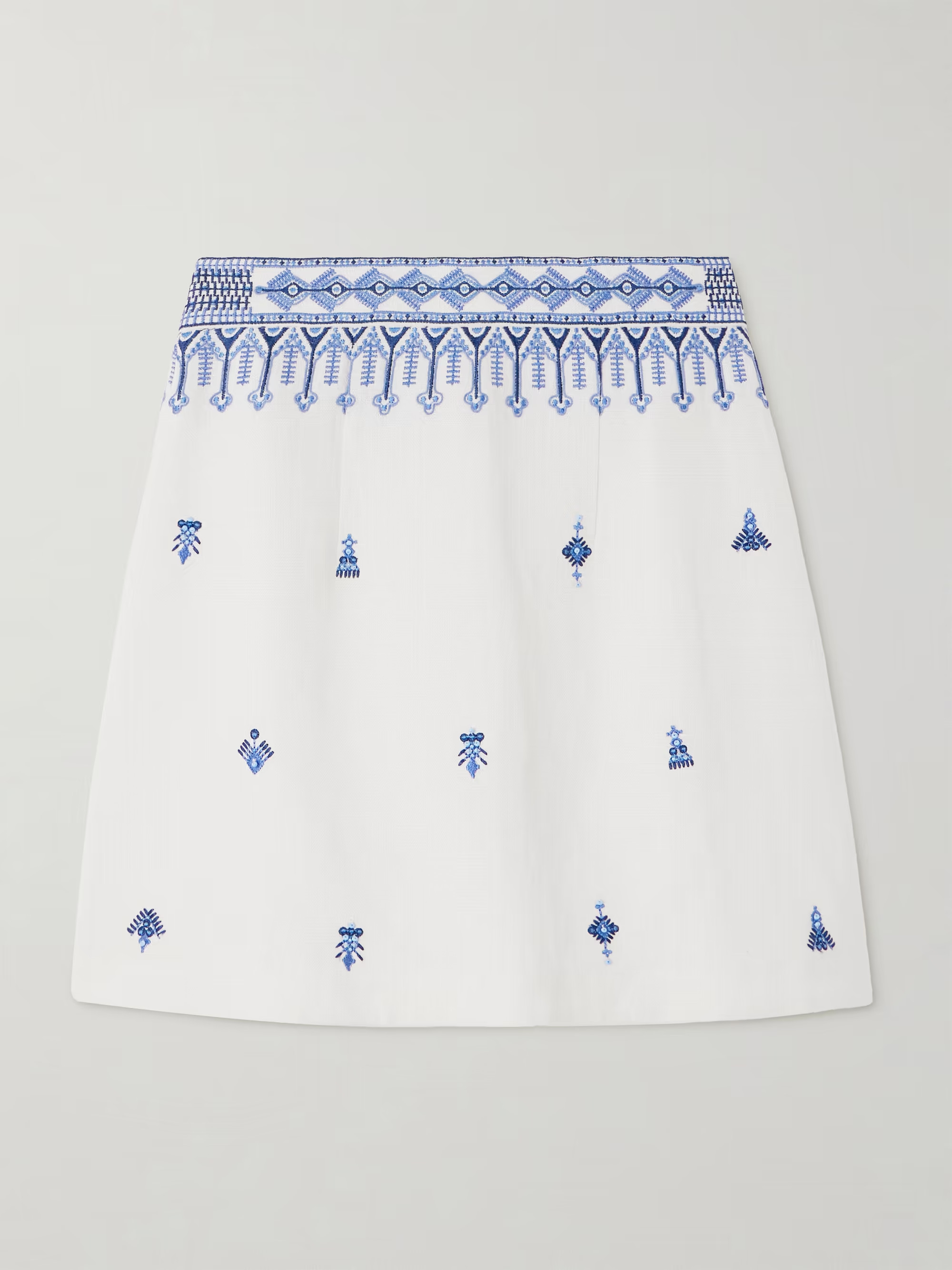Giuliana Astragal embroidered linen and cotton-blend mini skirt | NET-A-PORTER (US)