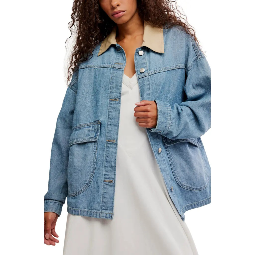 Free People Lemon Denim Chore Jacket in Berry Blues at Nordstrom, Size Small | Nordstrom