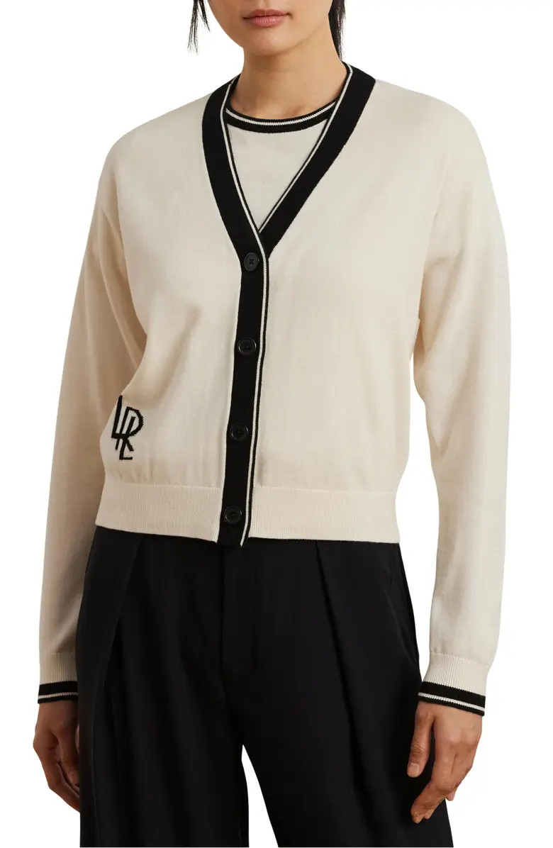 Two-Tone Cotton Blend Cardigan | Nordstrom