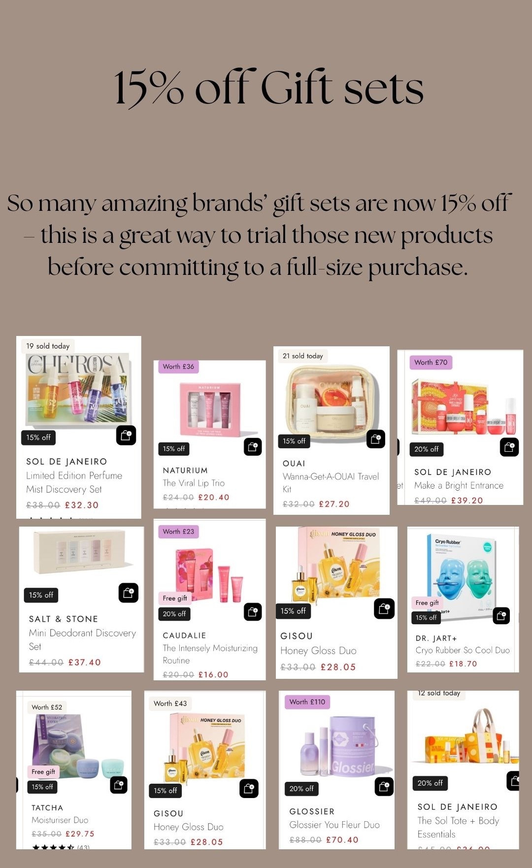 So many amazing brands' gift sets are now 15% off
- this is a great way to trial those new products before committing to a full-size purchase.

#LTKfestive #LTKCyberWeek