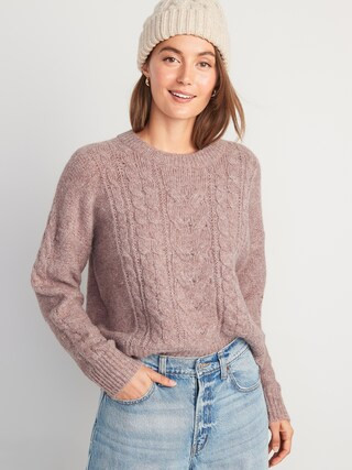 Heathered Cable-Knit Sweater for Women | Old Navy (US)