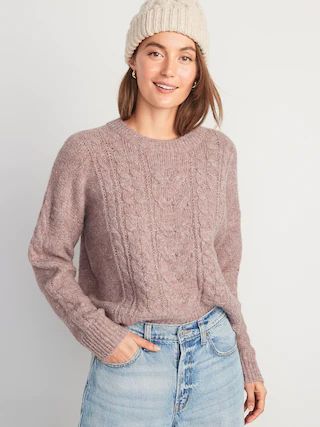 Heathered Cable-Knit Sweater for Women | Old Navy (US)