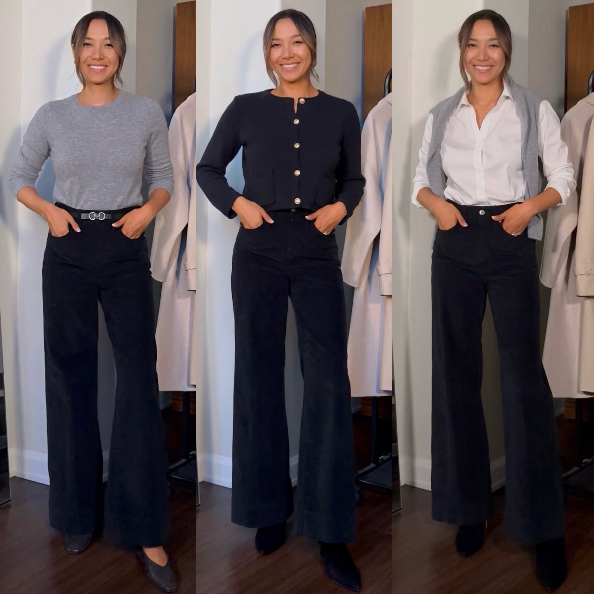 Wide leg corduroy pants styled 3 ways // smart casual workwear 

#LTKstyletip #LTKworkwear