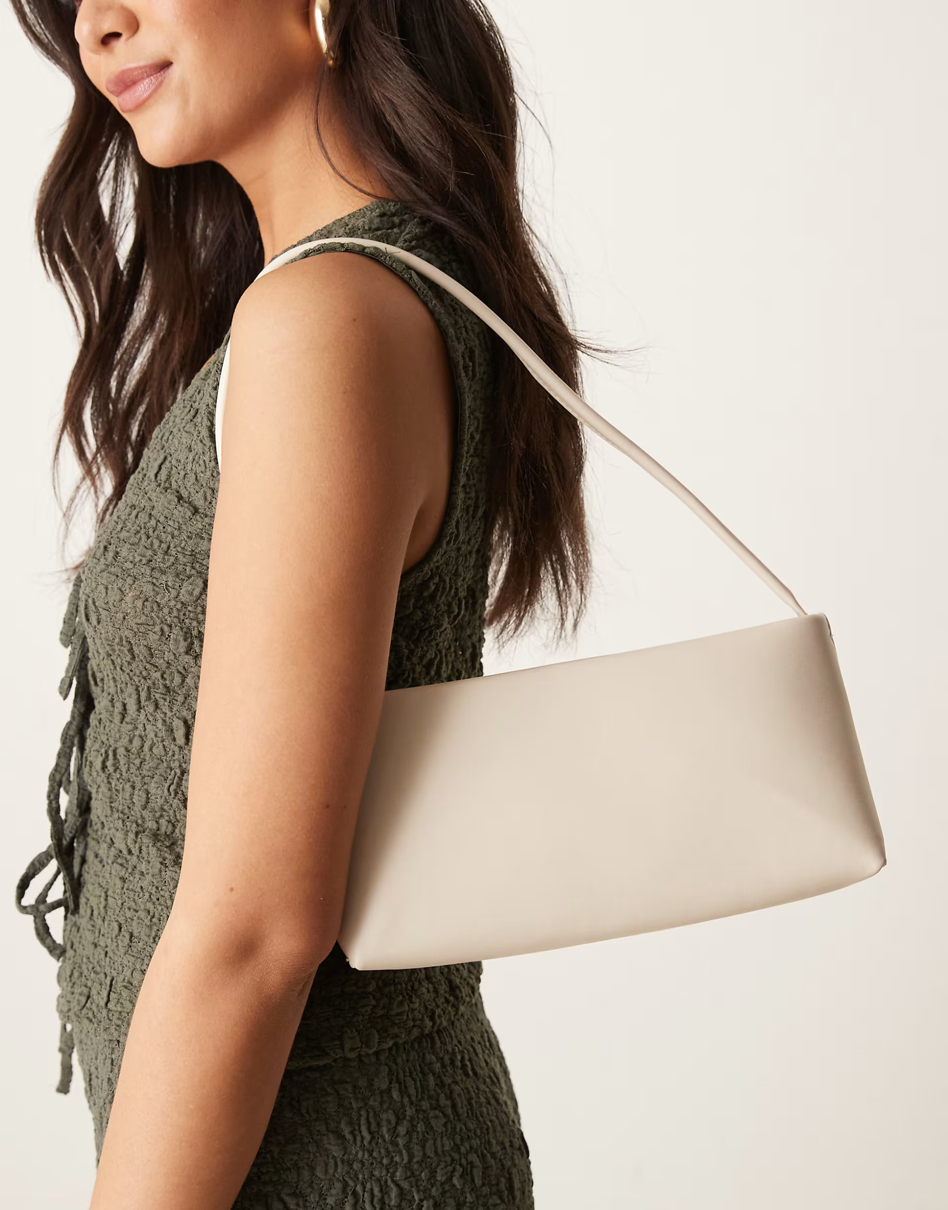 ASOS DESIGN minimal 90s shoulder bag in stone | ASOS (Global)