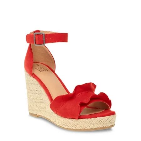 Women's Time and Tru Ruffle Wedge Sandal | Walmart (US)