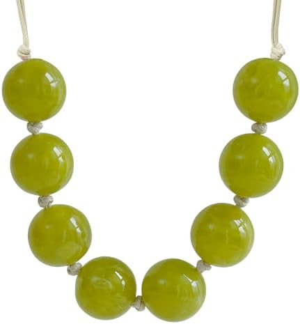 Multicolor Chunky Oversize Knotted Resin Bead Necklace for Women, 30mm Bold Statement Boho Jewelr... | Amazon (US)