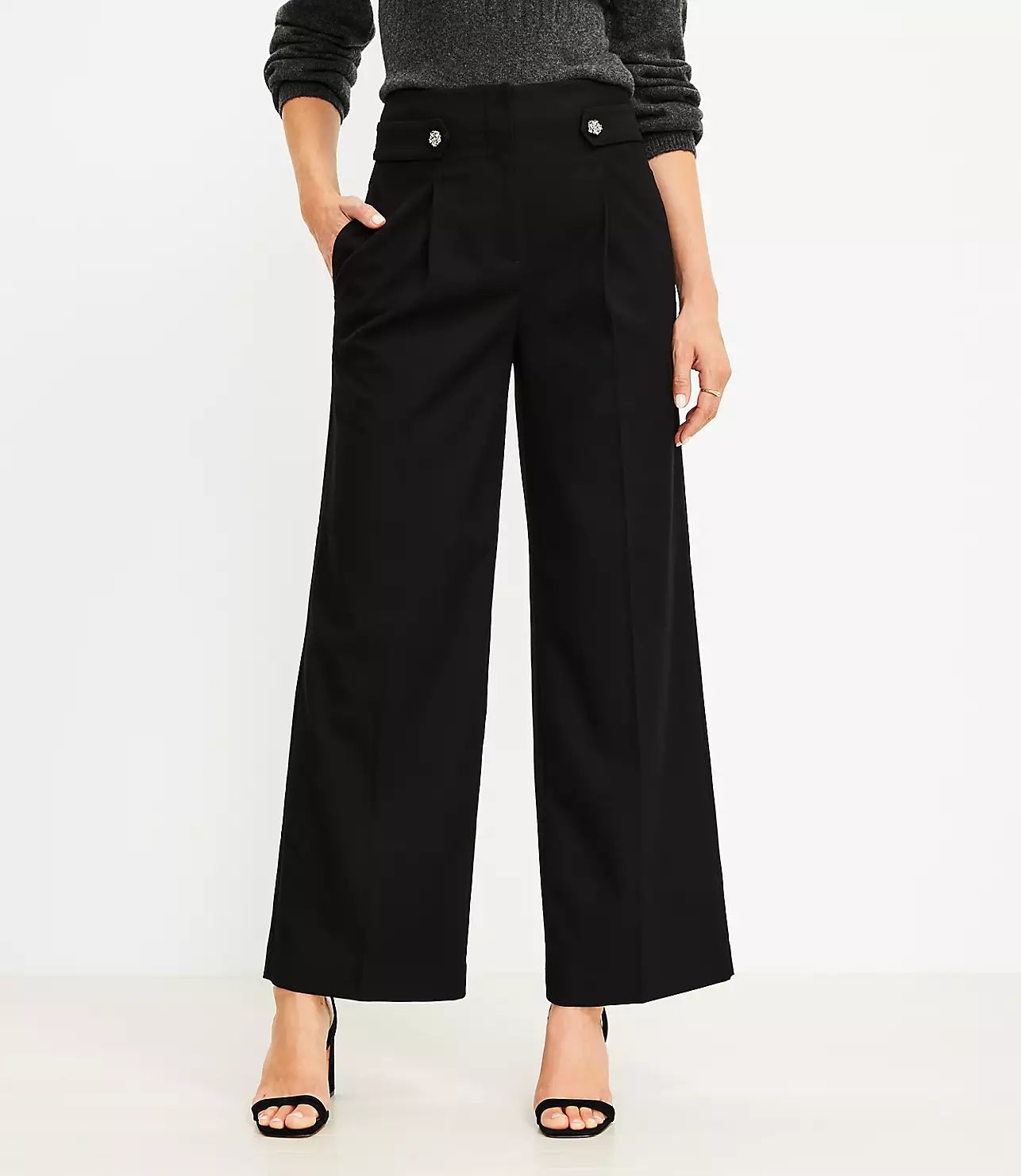 Gem Tab Waist Trouser Pants in Brushed Flannel | LOFT