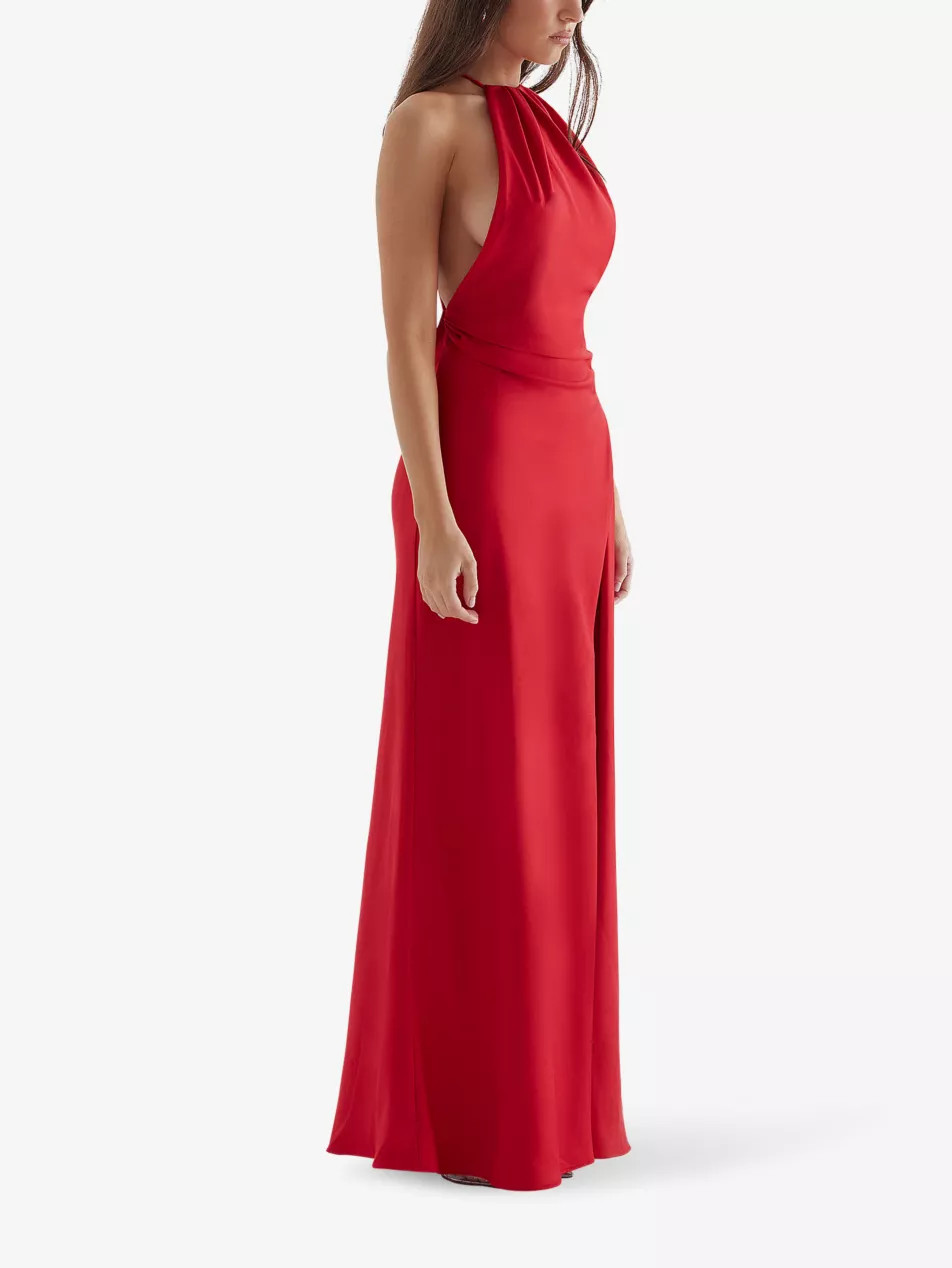 Zanab halter-neck thigh-split woven maxi dress | Selfridges