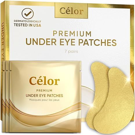 CÉLOR Under Eye Patches Premium - Golden Under Eye Mask Enriched with Hyaluronic Acid, Caffeine,... | Amazon (US)