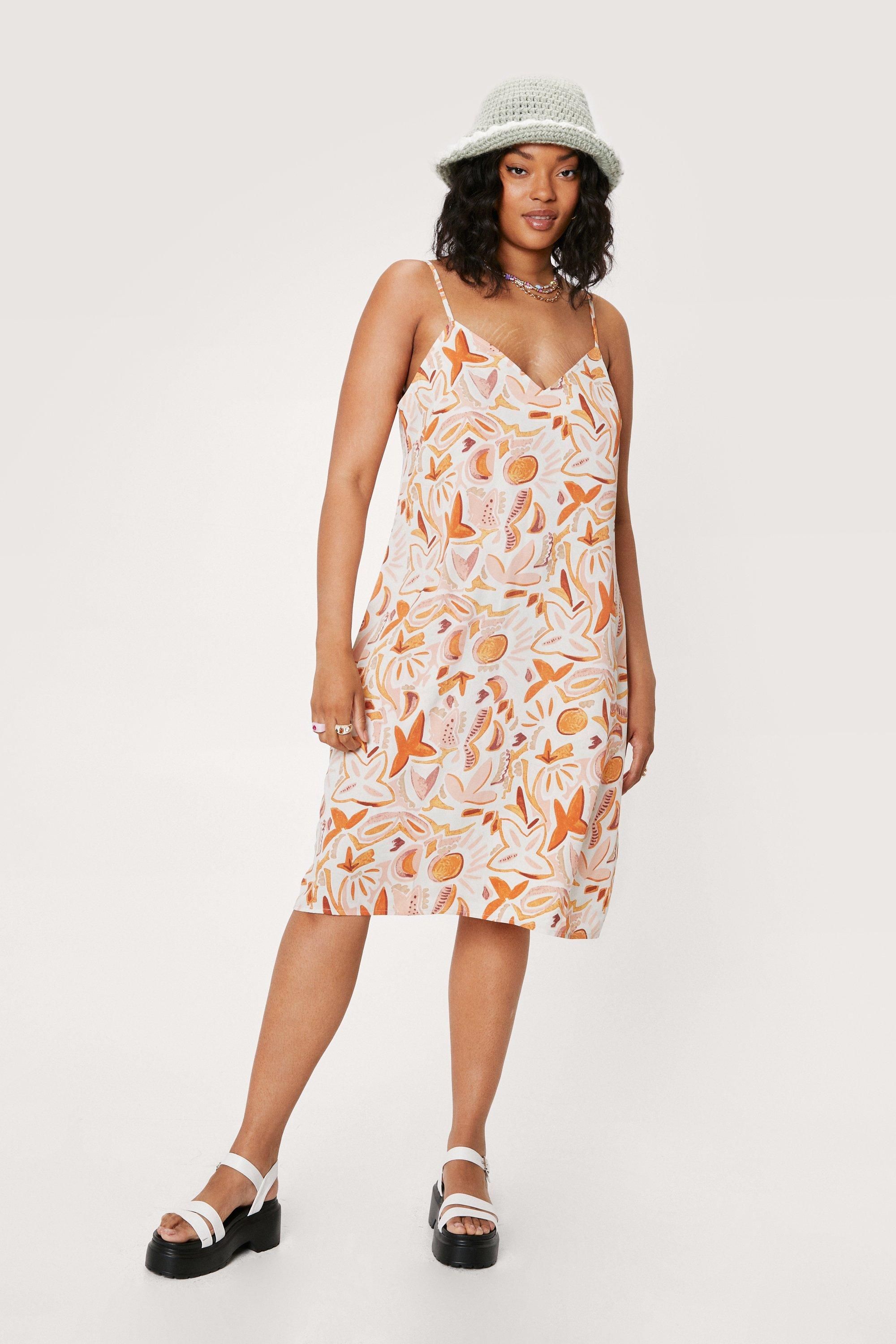 Plus Size Abstract V Neck Slip Dress | Nasty Gal (US)