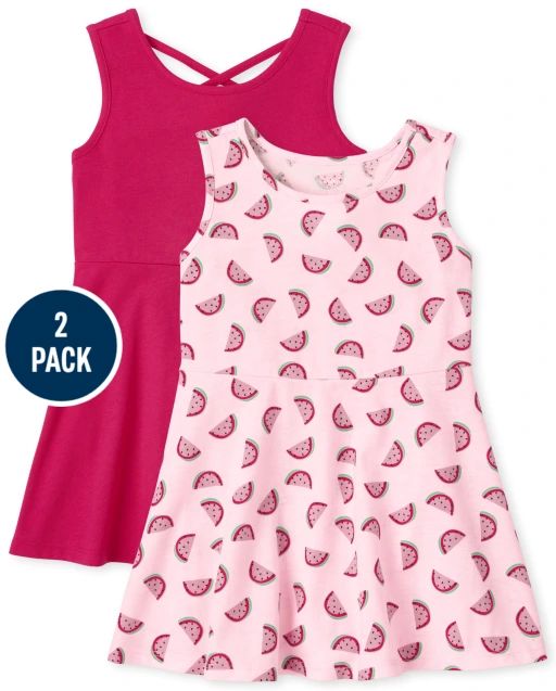 Toddler Girls Sleeveless Watermelon Skater Dress 2-Pack | The Children's Place  - ROSE MIST | The Children's Place