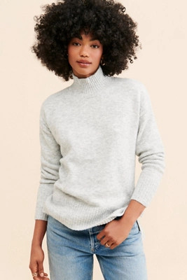 Flat White Rib Turtleneck Pullover | Anthropologie (US)
