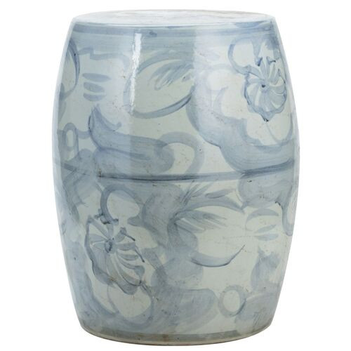 Nola Garden Stool, Blue/White | One Kings Lane