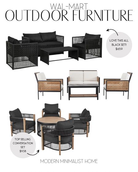 Outdoor patio furniture sets from wal-mart. I am loving the all black set! If you have a White House like ours it creates a nice pop! I also have my eye on this 5 piece conversation set for our cover deck! I love that it’s not a dining set but could be used as one.

Outdoor furniture, outdoor pillows, outdoor rug, outdoor, outdoor planters, outdoor patio furniture, outdoor dining, outdoor dining table, outdoor dining set, modern outdoor rug, wayfair patio, affordable outdoor rugs, patio chairs, outdoor chairs, decorative outdoor pillows, outdoor patio, outdoor patio decor, outdoor patio set, outdoor patio rug, outdoor deck, outdoor decor, outdoor furniture, patio furniture set, patio furniture set, patio furniture, outdoor furniture set, Home, home decor, home decor on a budget, home decor outdoor patio, modern home, modern home decor, modern organic, Amazon, wayfair, wayfair sale, target, target home, target finds, affordable home decor, cheap home decor, sales, 

#LTKunder50 #LTKFind #LTKSeasonal