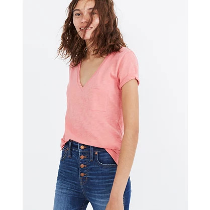 Whisper Cotton V-Neck Pocket Tee | Madewell