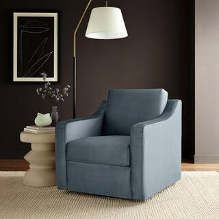 Modway Liora Performance Velvet Swivel Accent Chair in Cadet Blue | The Home Depot