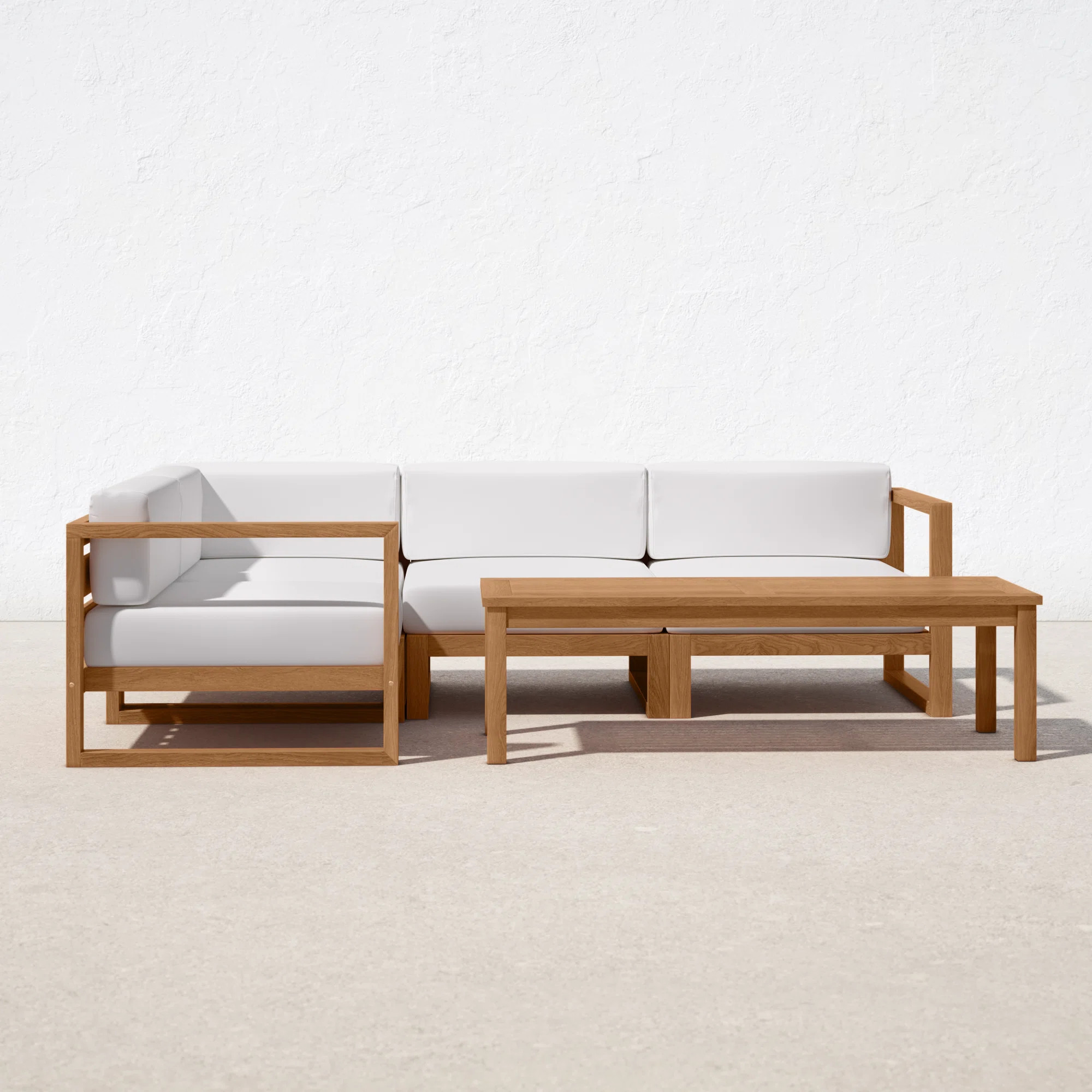 Upland Outdoor Patio Teak Wood 5-Piece Sectional Sofa Set | Wayfair North America