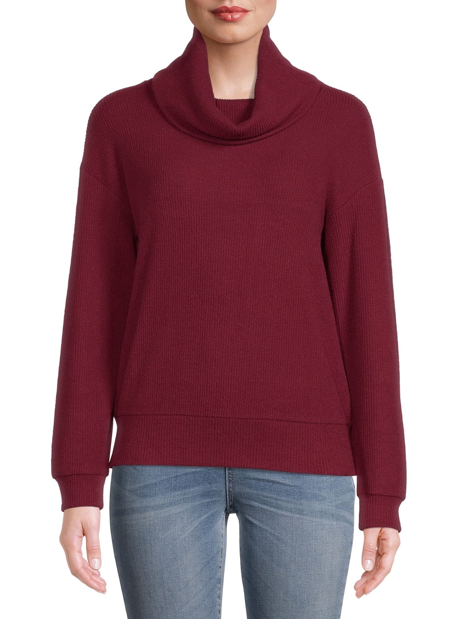 The Get Women's Cowl Neck Ribbed Top | Walmart (US)
