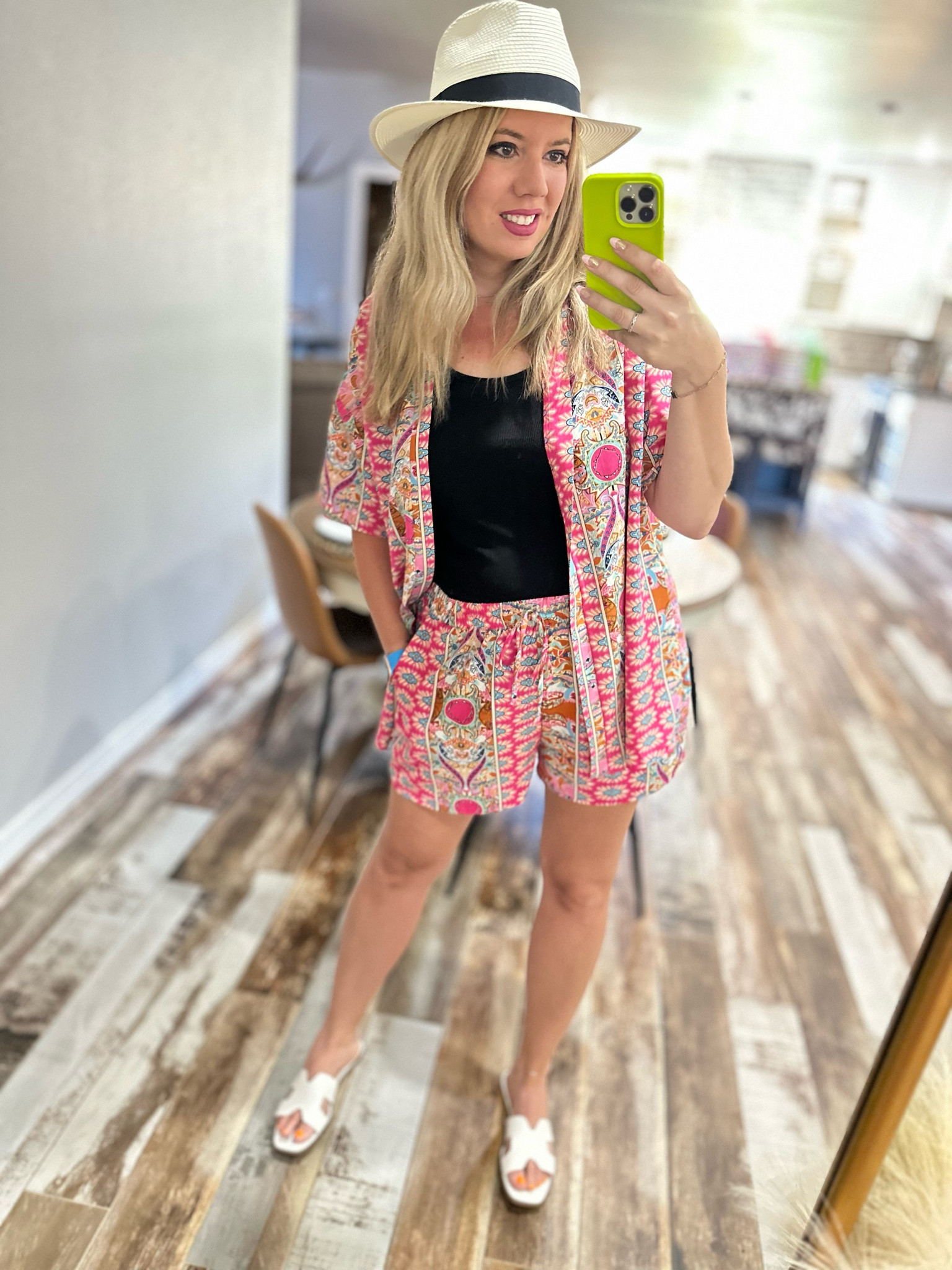 Summer style, travel fashion, kimono set, shorts, tropical print, straw fedora hat, white sandals 

#LTKTravel #LTKStyleTip #LTKSaleAlert