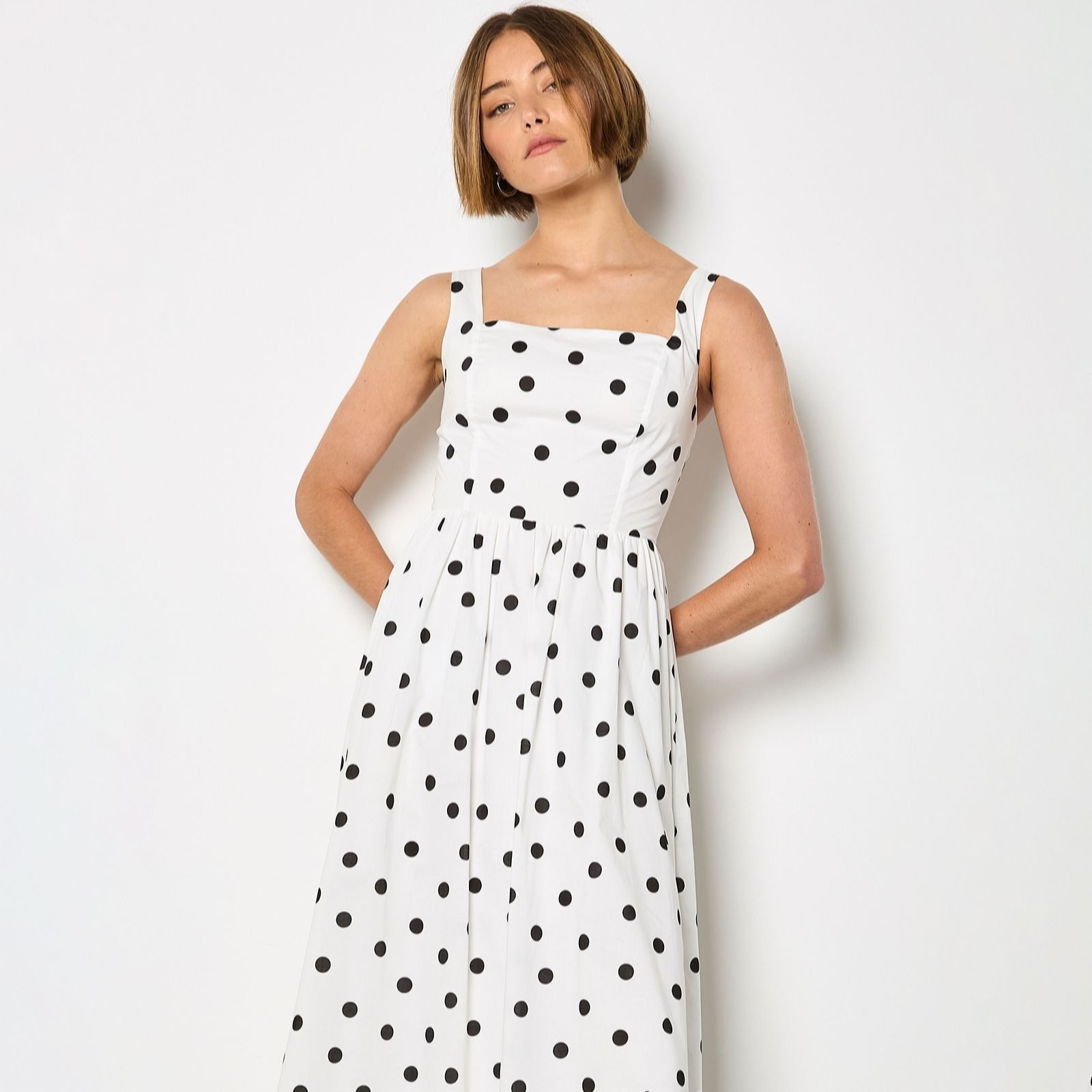 Apricot Polka Dot A-Line Midi Dress | QVC UK