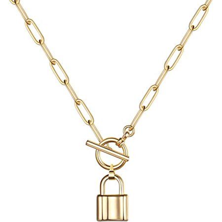 YTYS 14K Gold Plated Coin Necklace Layered Paperclip Chain Necklaces | Walmart (US)